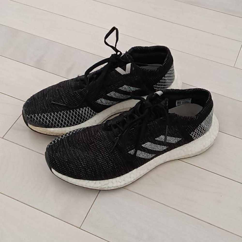 Adidas Womens Lace Up Pureboost Go Running Sneakers Athletic Shoes Gray Size 8.5